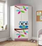 Szafa narożna dziecięca SOWY 17-N28 95x95 cm - nowoczesna szafa do pokoju dziecka