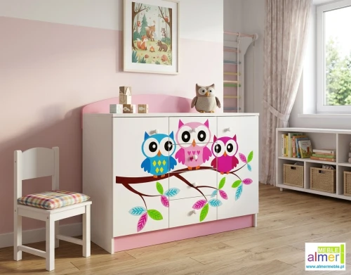 Komoda dziecięca SOWY 17 N12 120x47 cm – Pojemna komoda do pokoju dziecka z możliwością konfiguracji