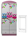Szafa dziecięca SOWY 17  N9  – 80x190 cm – z bajkowym nadrukiem