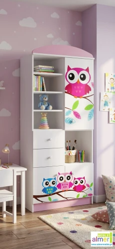 Regał dziecięcy SOWY 17 N5 80x40x190 cm – biały regał z personalizacją 