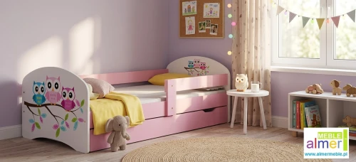 Łóżko dziecięce SOWY 17 N20S z szufladą i barierką 200x90 cm 