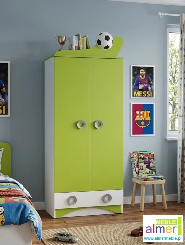 Szafa dla dzieci FOOTBALL N25 – 80x53x202 cm – Biała szafa dla fana piłki nożnej