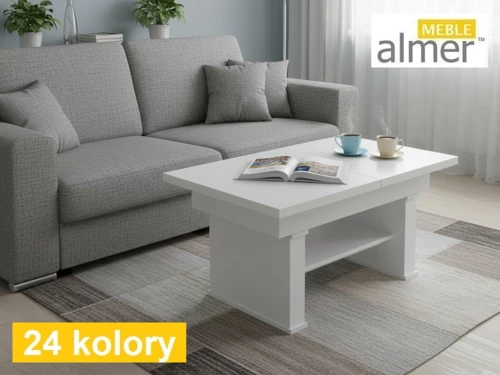 Ławostół L62 Biały Rozkładany do 200/210cm Nowoczesna Ława Stół 