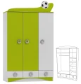 Szafa dla dziecka FOOTBALL N10 – 120x53x202 cm – Biało-Zielona