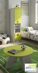Regał dla dziecka FOOTBALL N3 – 40x40x202 cm – Biały regał z motywem piłkarskim