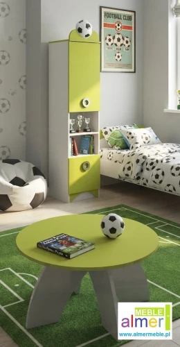 Regał dla dziecka FOOTBALL N3 – 40x40x202 cm – Biały regał z motywem piłkarskim