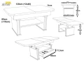 Ławostół L15 Szuflada 130(+2x40)x70 w60(+15) Dąb Craft Złoty Ława Rozkładana Podnoszona Blat Owalny Stolik 