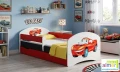 Łóżko dziecięce z szufladą SUPER CAR N20S 200x90 - Biel/Grafit/Czerwony