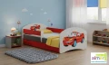 Łóżko dziecięce 160x80 z szufladą SUPER CAR N20S - Biel/Grafit/Czerwony