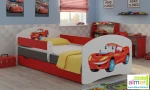 Łóżko dziecięce SUPER CAR N20S 140x70 z szufladą | Biel + Grafit + Czerwony