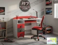 Biurko dziecięce SUPER CAR NB7 120x50 cm | Biel Grafit Czerwony