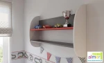 Półka Wisząca Dziecięca SUPER-CAR N34 100x25x60 cm | Biel Grafit Czerwony