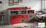Komoda dziecięca SUPER CAR N13 120cm - Biel + Grafit + Czerwony