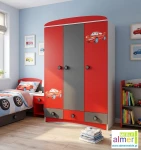 Szafa dziecięca 120cm SUPER CAR N10 - Auto B - Biel/Grafit/Czerwony + grafika AUTO-B