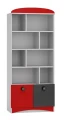 Regał dziecięcy SUPER CAR N6 80x190 cm – Biel / Grafit / Czerwony