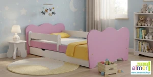 Łóżko dla dziewczynki z szufladą i barierką MAJA N20S 200x90
