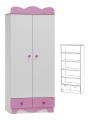 Szafa dla dziewczynki MAJA N25 – Biało-różowa 80x190 cm | Almer-Meble