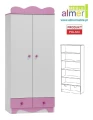 Szafa dla dziewczynki MAJA N25 – Biało-różowa 80x190 cm | Almer-Meble