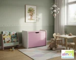 Kufer na zabawki MAJA N19 – Różowo-Biała Skrzynia dla Dziewczynki 80x50 cm