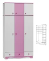 Szafa dla dziewczynki MAJA N10+N z nadstawką – 120x227 cm – Biało-Różowa