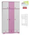 Szafa dla dziewczynki MAJA N10+N z nadstawką – 120x227 cm – Biało-Różowa