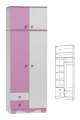 Szafa dla dziewczynki MAJA N8+N 80x227 cm – Biało-Różowa – Solidne Meble Dziecięce