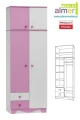 Szafa dla dziewczynki MAJA N8+N 80x227 cm – Biało-Różowa – Solidne Meble Dziecięce