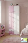 Szafa dla dziewczynki MAJA N8+N 80x227 cm – Biało-Różowa – Solidne Meble Dziecięce
