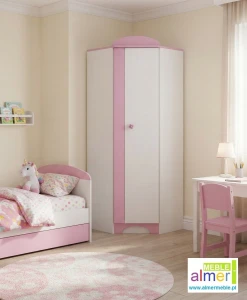 Szafa narożna dla dziewczynki MAJA N27 70x70 cm – Biało-Różowa