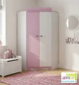 Szafa Narożna dla Dziewczynki MAJA N28 95x95 cm - Biel + Różowy