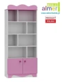 Regał dla dziewczynki MAJA N6 80x40x190 cm – Biało-Różowy