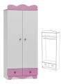Szafa dla dziewczynki MAJA N9 80x190 cm – Różowa z bielą