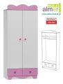 Szafa dla dziewczynki MAJA N9 80x190 cm – Różowa z bielą
