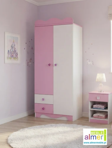 Szafa dla dziewczynki MAJA N8 80x53 cm – Biało-Różowa