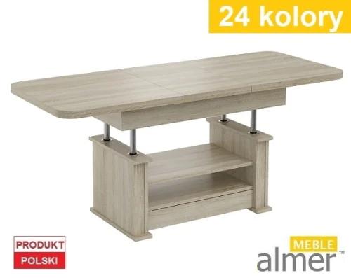 Ławostół Owalny L02 Rozkładany Podnoszony z Szufladą i Półką – Zmontowany!