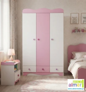 Szafa dla dziewczynki MAJA N10 – 120x190x53 cm – Biało-Różowa