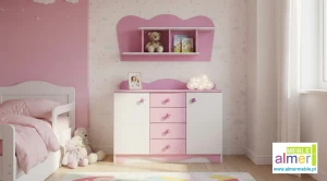 Półka wisząca dla dziewczynki MAJA N15 120x22 cm – Biało-Różowa