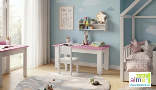 Stolik dla dziewczynki MAJA N17 110x60 cm – Biel + Róż