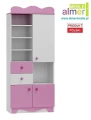 Regał dziecięcy MAJA N5 80x40x190 cm – biało-różowy do pokoju dziewczynki