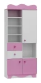 Regał dziecięcy MAJA N5 80x40x190 cm – biało-różowy do pokoju dziewczynki