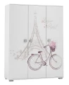 Szafa Trzydrzwiowa PARIS Y44 145x53x190 cm z Grafiką UV – Biel / Grafit / Róż