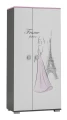 Szafa Dwudrzwiowa PARIS Y43 90x53x190 cm – Biały/Grafit – Grafika UV