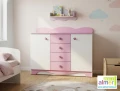 Komoda dla dziewczynki MAJA N12 120x47 cm – Biel / Róż