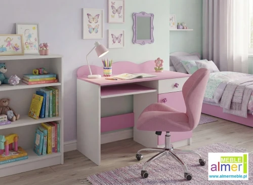 Biurko dla dziewczynki MAJA NB10N 100x50 cm – Biel / Róż