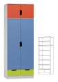 Szafa dziecięca MIŁOSZ N25+N 80x53 wys. 227 cm – Biel / Zielony Limonka / Czerwony / Lazurowy Błękit