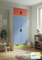Szafa dziecięca MIŁOSZ N25+N 80x53 wys. 227 cm – Biel / Zielony Limonka / Czerwony / Lazurowy Błękit