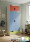Szafa dziecięca MIŁOSZ N25+N 80x53 wys. 227 cm – Biel / Zielony Limonka / Czerwony / Lazurowy Błękit