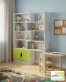 Regał dziecięcy regulowany MIŁOSZ N37 80-140x40 cm - Biel / Limonka 