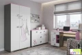 Szafa Młodzieżowa PARIS Y24 90x53x190 cm z Grafiką UV – Biel / Grafit / Róż