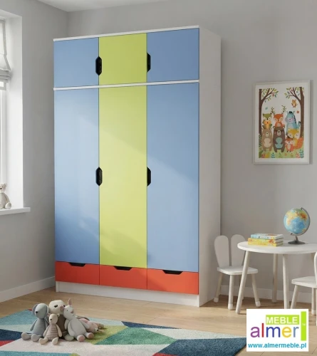 Szafa dziecięca z nadstawką Miłosz N10+N (120x53x227 cm) biała / mix
